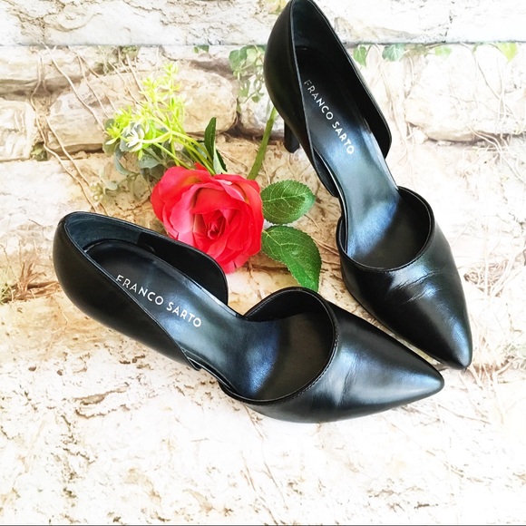 FRANCO SARTO Black Leather Heels, Size 8 - Picture 2 of 8